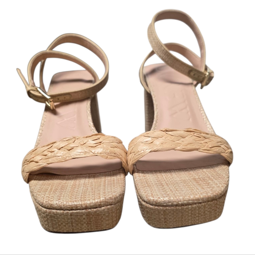 J CREW ANKLE STRAP PLATFORM FAUX RAFFIA 9 - Picture 3 of 11